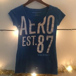 V-neck shirt, blue, Aeropostale